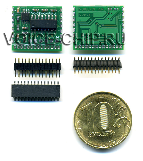 Модуль Voice-Chip2021 с 8 входами и встроенным усилителем 1 Вт, размеры